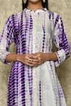 Shop_Samyukta Singhania_Purple Bamberg Silk Tie Dye Shibori Work Band Collar Kurta And Palazzo Set _Online_at_Aza_Fashions