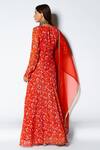 Shop_Rishi and Vibhuti_Red Georgette Floral Print And Sequin V Neck Anarkali With Dupatta_at_Aza_Fashions