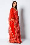 Rishi and Vibhuti_Red Georgette Floral Print And Sequin V Neck Anarkali With Dupatta_Online_at_Aza_Fashions