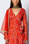 Buy_Rishi and Vibhuti_Red Georgette Floral Print And Sequin V Neck Anarkali With Dupatta_Online_at_Aza_Fashions