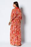 Shop_Rishi and Vibhuti_Red Crepe And Embroidery Floral & Sequin V Neck Kaftan _at_Aza_Fashions