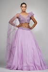 Buy_Shruti S_Purple Skirt Silk Embroidery Sequin Square Neck Lehenga With Blouse _at_Aza_Fashions