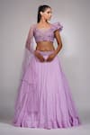 Buy_Shruti S_Purple Skirt Silk Embroidery Sequin Square Neck Lehenga With Blouse _Online_at_Aza_Fashions