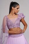 Shruti S_Purple Skirt Silk Embroidery Sequin Square Neck Lehenga With Blouse _at_Aza_Fashions