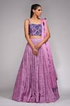 Buy_Shruti S_Pink Dupatta Organza, Lehenga And Blouse Silk Cutdana, Floral Printed Set_Online_at_Aza_Fashions