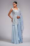 Buy_Shruti S_Blue Dupatta Organza, Kurta Silk, Sharara Crepe Cutdana, Embroidered Set_Online_at_Aza_Fashions