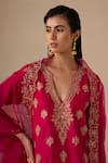 Buy_Sureena Chowdhri_Magenta Silk Chanderi And Organza Embroidery Noor Kurta Palazzo Set  _Online_at_Aza_Fashions