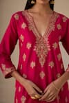 Shop_Sureena Chowdhri_Magenta Silk Chanderi And Organza Embroidery Noor Kurta Palazzo Set  _Online_at_Aza_Fashions