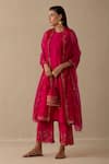 Sureena Chowdhri_Magenta Silk Chanderi And Organza Embroidery Nagma Kurta Palazzo Set  _Online_at_Aza_Fashions