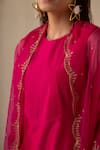 Buy_Sureena Chowdhri_Magenta Silk Chanderi And Organza Embroidery Nagma Kurta Palazzo Set  _Online_at_Aza_Fashions