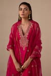 Buy_Sureena Chowdhri_Magenta Silk Chanderi And Organza Embroidery Inayat Kurta Palazzo Set  _Online_at_Aza_Fashions