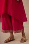 Sureena Chowdhri_Magenta Silk Chanderi And Organza Embroidery Inayat Kurta Palazzo Set  _at_Aza_Fashions