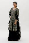 Buy_Sobariko_Black Banarasi Woven Floral V Neck Brocade Anarkali Palazzo Set  _at_Aza_Fashions