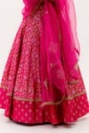 Sobariko_Pink Banarasi Woven Floral V Neck Brocade Flared Lehenga Set _at_Aza_Fashions