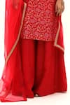 Sobariko_Red Banarasi Woven Floral V Neck Brocade Kurta Palazzo Set  _Online_at_Aza_Fashions