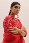 Buy_Sobariko_Red Banarasi Woven Floral V Neck Brocade Kurta Palazzo Set  _Online_at_Aza_Fashions