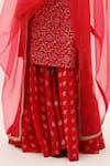 Sobariko_Red Banarasi Woven Floral V Neck Brocade Kurta Sharara Set  _Online_at_Aza_Fashions