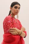 Buy_Sobariko_Red Banarasi Woven Floral V Neck Brocade Kurta Sharara Set  _Online_at_Aza_Fashions