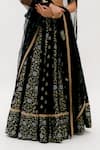 Sobariko_Black Banarasi Woven Floral Deep V Neck Lehenga Set _Online_at_Aza_Fashions