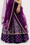 Sobariko_Purple Banarasi Woven Floral V Neck Pattern Brocade Lehenga Set _Online_at_Aza_Fashions