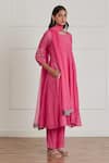 Buy_Label Nimbus_Fuchsia Kurta Chanderi Silk And Kota Cotton Printed Embroidered Anarkali Set_at_Aza_Fashions