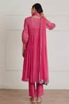 Shop_Label Nimbus_Fuchsia Kurta Chanderi Silk And Kota Cotton Printed Embroidered Anarkali Set_at_Aza_Fashions