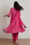 Buy_Label Nimbus_Fuchsia Kurta Chanderi Silk And Kota Cotton Printed Embroidered Anarkali Set_Online_at_Aza_Fashions