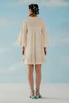 Shop_Ilk_Off White Mul Smocked V Neck Embroidered Dress_at_Aza_Fashions