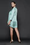 Shop_Angry Owl_Blue Modal Plain Surplice Neck Zip Wrap Dress _at_Aza_Fashions