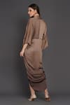 Shop_Angry Owl_Brown Modal Plain Gathered Horseshoe Neck Ombre Draped Waterfall Dress _at_Aza_Fashions