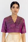 Buy_Mimamsaa_Purple Silk Brocade Paisley Woven V Neck Kamali Princess Cut Blouse_at_Aza_Fashions