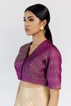 Buy_Mimamsaa_Purple Silk Brocade Paisley Woven V Neck Kamali Princess Cut Blouse_Online_at_Aza_Fashions