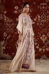 Dressfolk_Beige Printed Art V Neck Yildiz Kaftan  _Online_at_Aza_Fashions