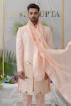 Shop_Runit Gupta_Pink Pipe Zain Chanderi Silk Stole _at_Aza_Fashions