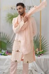 Runit Gupta_Pink Pipe Zain Chanderi Silk Stole _Online_at_Aza_Fashions