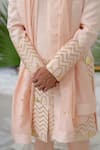 Shop_Runit Gupta_Pink Pipe Zain Chanderi Silk Stole _Online_at_Aza_Fashions