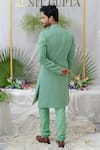 Shop_Runit Gupta_Green Cotton Silk Quilted Kunwar Sherwani Set  _at_Aza_Fashions