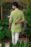 Shop_Runit Gupta_Green Chanderi Silk Palm Tree Bundi _at_Aza_Fashions