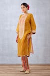 Torani_Yellow Inner And Pant Velvet & Kurta Aftaabi Revathi Sheer & Set _at_Aza_Fashions
