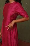 Buy_Chokhi Chorri_Pink Kurta Thin Zari Strip , Pants Kuchi Embroidered Anarkali And Set_Online_at_Aza_Fashions