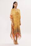 Peenacolada_Yellow Georgette Floral V Neck Print Kaftan _Online_at_Aza_Fashions