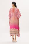Shop_Peenacolada_Pink Cotton Silk Floral Round Notched Print Kaftan _at_Aza_Fashions