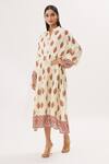 Shop_Peenacolada_Cream Cotton Silk Print Floral Mandarin Collar Kaftan _Online_at_Aza_Fashions