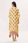 Shop_Peenacolada_Yellow Cotton Silk Floral Mandarin Collar Print Kaftan _at_Aza_Fashions