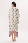 Shop_Peenacolada_Blue Cotton Silk Floral Mandarin Collar Print Kaftan _at_Aza_Fashions