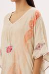 Peenacolada_Pink Georgette Floral, Paisley V Neck And Print Kaftan _at_Aza_Fashions