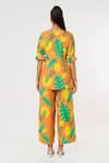 Shop_Leela By A_Orange Tencel Modal Twill Printed Tropical Round Top And Pant Set _at_Aza_Fashions