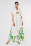 Buy_Leela By A_White Tencel Modal Twill Printed Asymmetric Kaftan And Pant Set For Women_at_Aza_Fashions