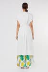 Shop_Leela By A_White Tencel Modal Twill Printed Asymmetric Kaftan And Pant Set For Women_at_Aza_Fashions