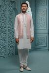 Buy_Vanshik_Pink Bundi Raw , Kurta And Churidar Crepe Zardozi Work & Set _at_Aza_Fashions